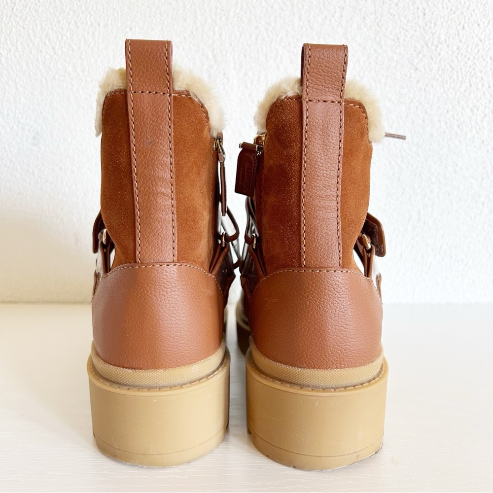 Valentino Garavani Trekkgirl Vlogo Brown Suede Shearling Boots Size EU 38 - Picture 7 of 16